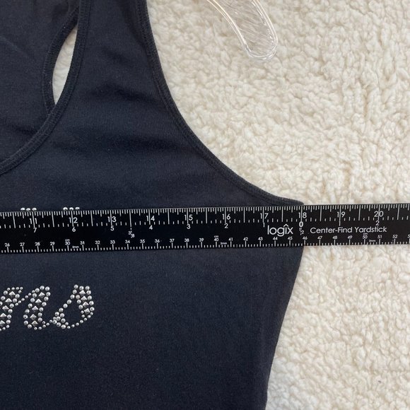 Y2K 2000s Guess Black Studded Logo Spellout Bimbo McBling Tank Top Womens XL - Picture 5 of 8